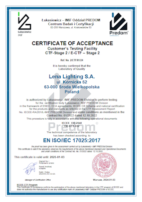 Lena Lighting- certificats