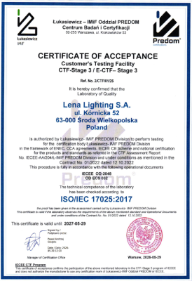 Lena Lighting- certificats