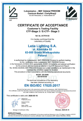 Lena Lighting- certificats